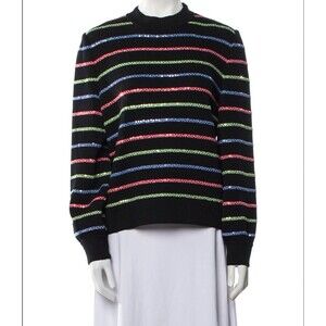 VTG St. John Evening Sweater Women P Black Sequin Metallic Long Sleeve Glam Gala